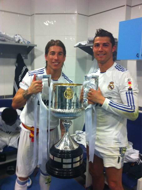 Coppa del Re 2013-2014. Cristiano Ronaldo festeggia con ergio Ramos